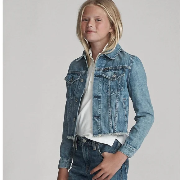 * Polo by Ralph Lauren Logo Cropped Denim Jacket Size 16